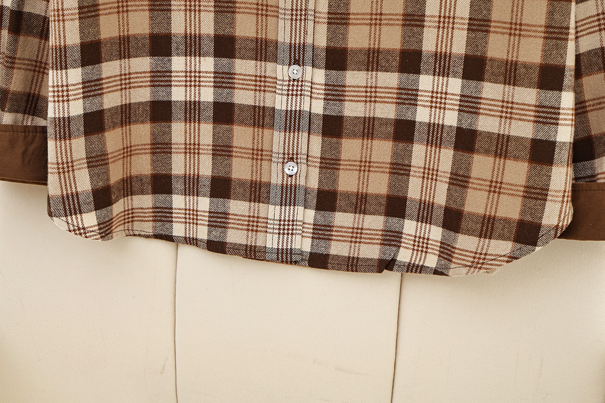 Zhao Lusi's Same Style 2025 Autumn And Winter New Women's College-style Plaid Turn-down Collar Long-sleeve Shirt_ecoleips.com