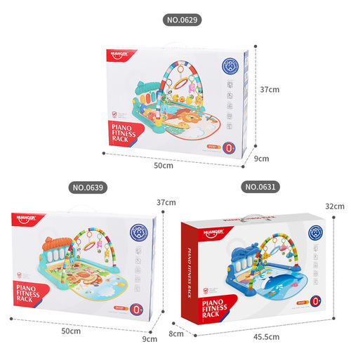 Cross-border English color box baby pedal piano toy newborn baby multi-functional piano fitness frame climbing mat