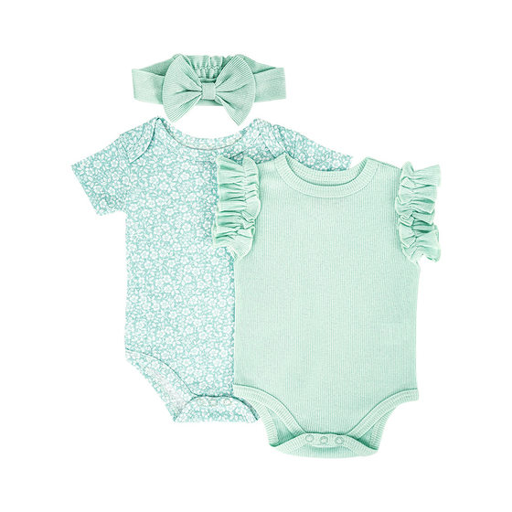 Summer new newborn 3-piece suit fashion triangle climbing suit baby soft clothes factory wholesale