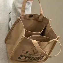 多层帆布包新款手提包手拎外出化妆收纳包通勤学生便当简易包