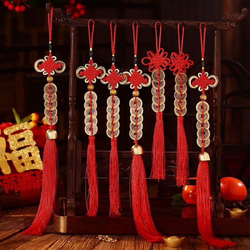 Housewarming Celebration Five Emperors Copper Coin Pendant New Home Moving Ceremony Supplies Door Handle Decoration Arrangement Hanging Ornaments