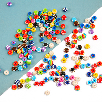 resin Oblate stripe Bead Loose bead DIY Jewelry parts children manual Beading Material package wholesale