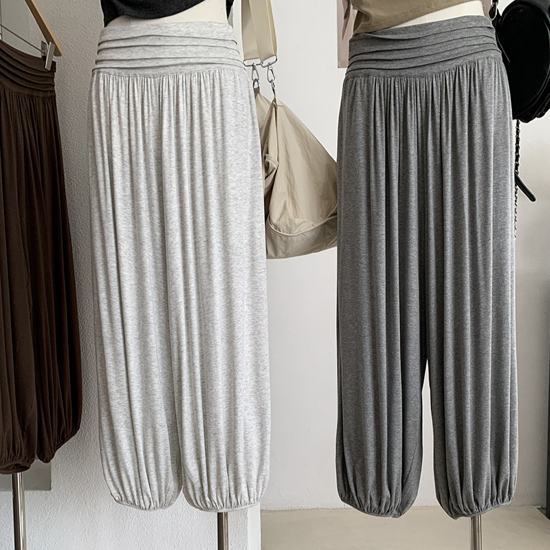 Kekezoon Korean-Style Pleated Waistband Lightweight Breathable Jogger Lantern Pants Modal Cropped Casual Pants 8339 Kekezoon Korean-Style Pleated Waistband Lightweight Breathable Jogger Lantern Pants Modal Cropped Casual Pants 8339