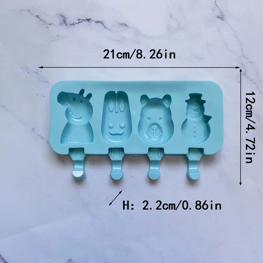 4 Lanlon Pig Bunny Bear Snow 478 Chocolate Biscuits Mold Mold Hermia Cream Candy Silicon Glated mold