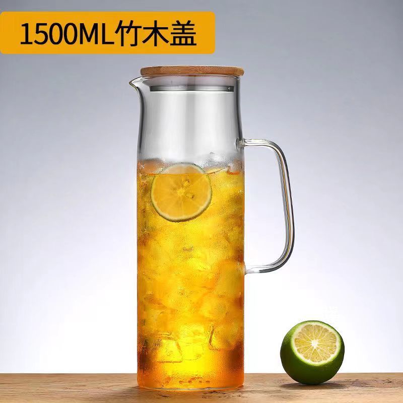 En stock botella de agua fría de vidrio borosilicato con mango simple olla recta de gran capacidad botella de agua fría de vidrio engrosado