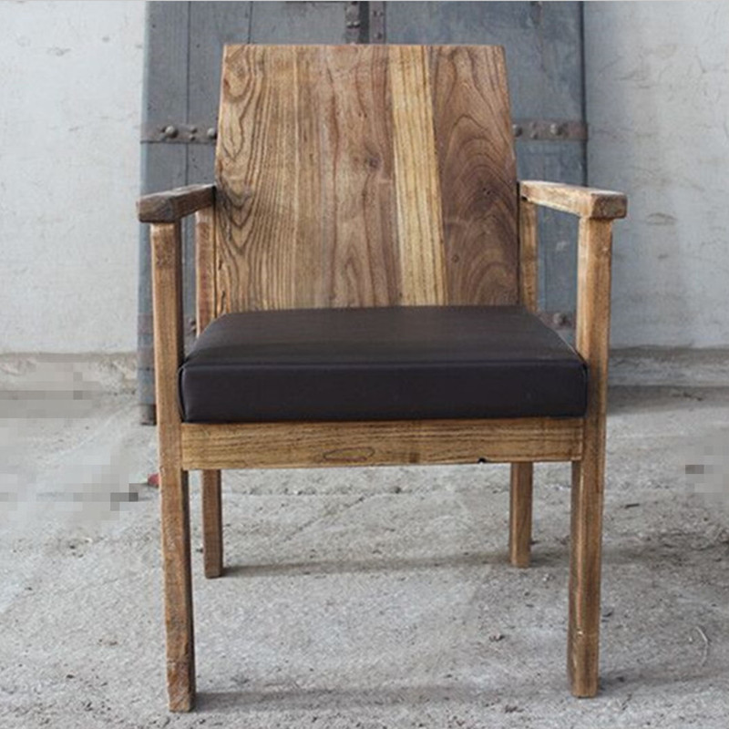 漫咖啡桌椅复古创意组合 奶茶店咖啡馆桌椅实木餐椅老榆木