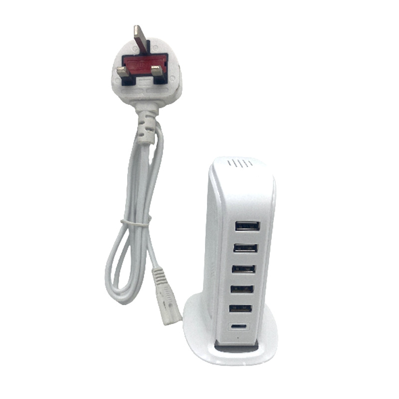 Cargador USB multipuerto de escritorio, 6 puertos, 5V4A 20W, modelo 506AL, carga rápida para teléfonos móviles