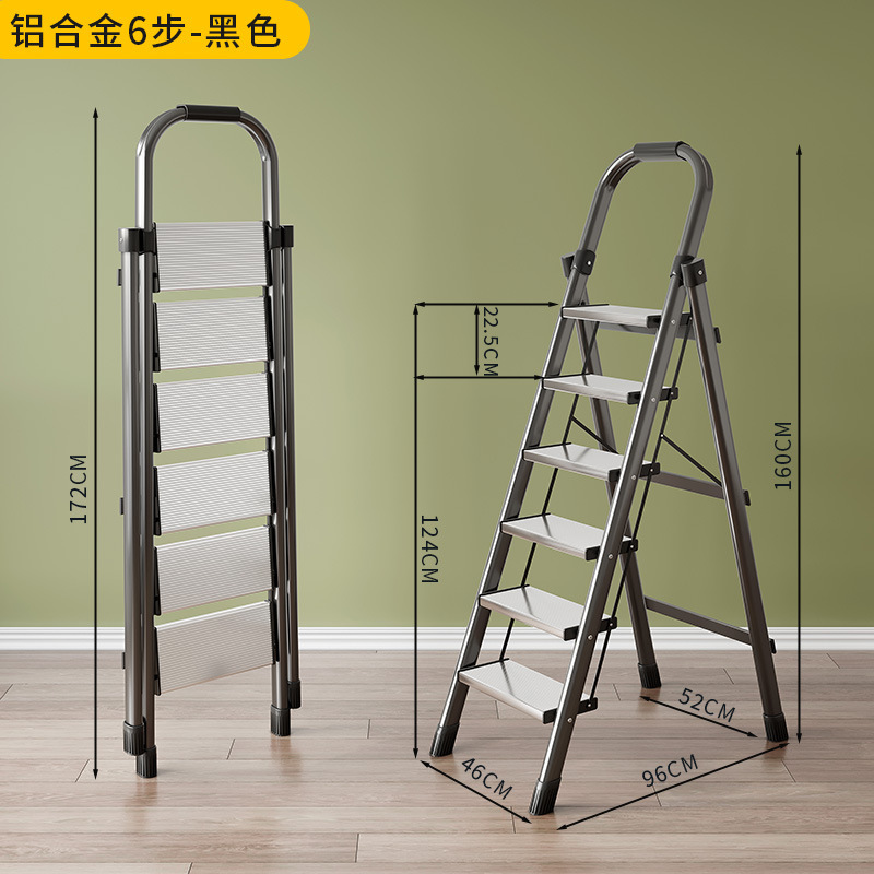 Escalera en espiga móvil multifuncional Escalera telescópica Escalera de cuatro pasos Escalera interior Escalera plegable doméstica Acero grueso