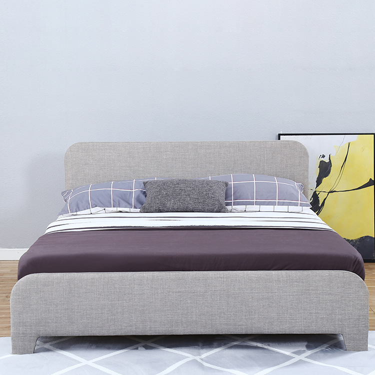 Foreign trade factory simple design double/queen size bed/king size bed wooden frame linen fabric bed