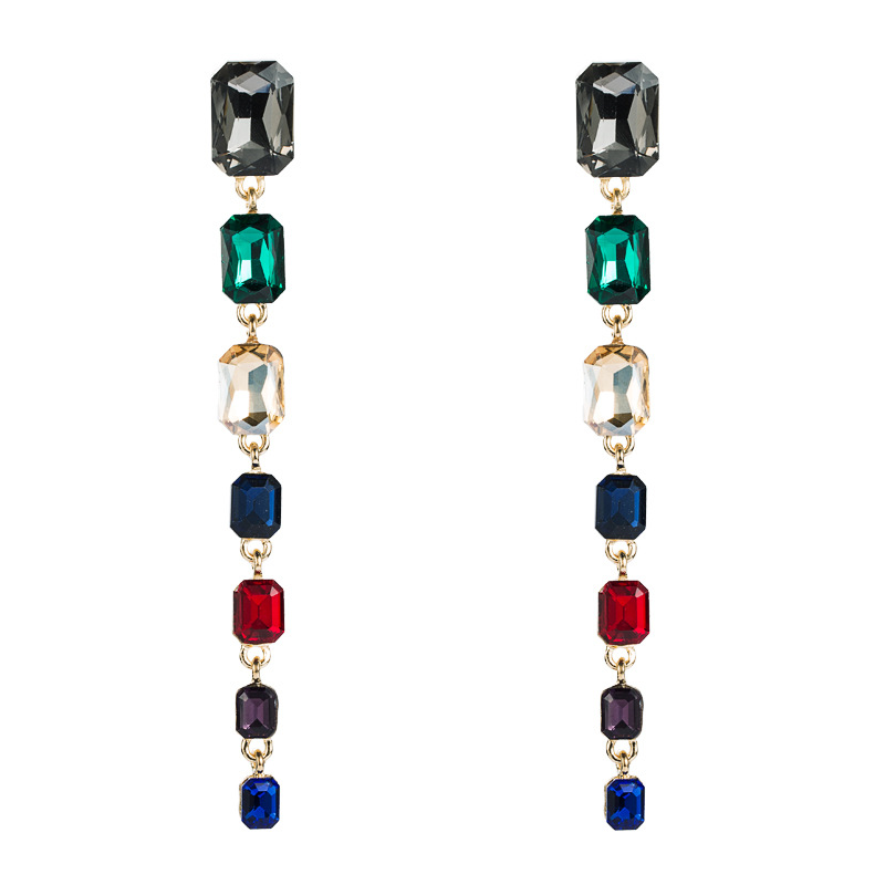 Boucles D&#39;oreilles En Diamant En Alliage Multicouche De Mode display picture 8