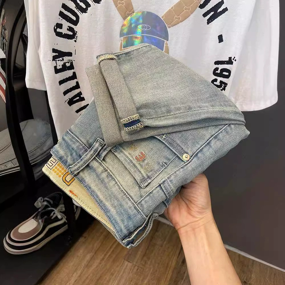 Легкие летние тонкие универсальные джинсы, мужские брюки, slim fit