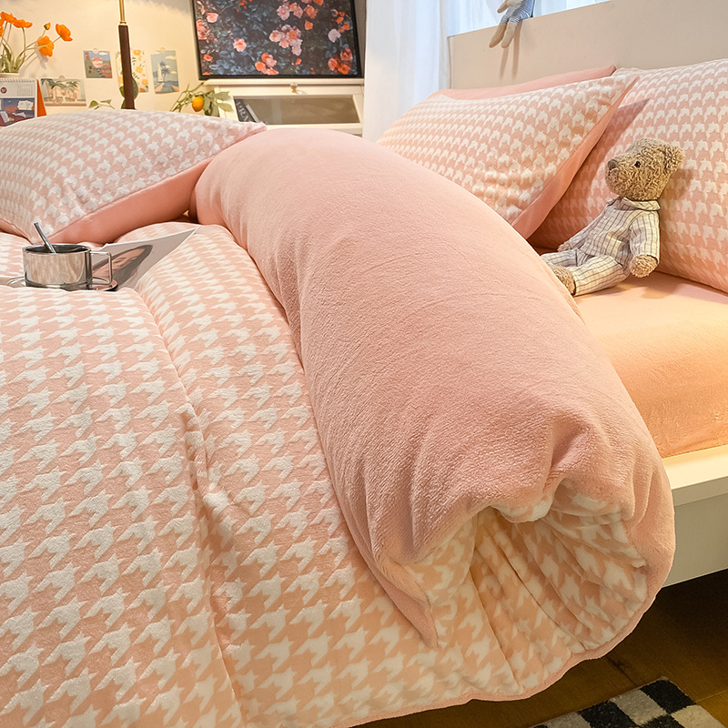Funda de edredón de terciopelo de leche pieza individual 150x200x220 invierno más funda de edredón de terciopelo simple hoja de edredón de terciopelo de coral 4