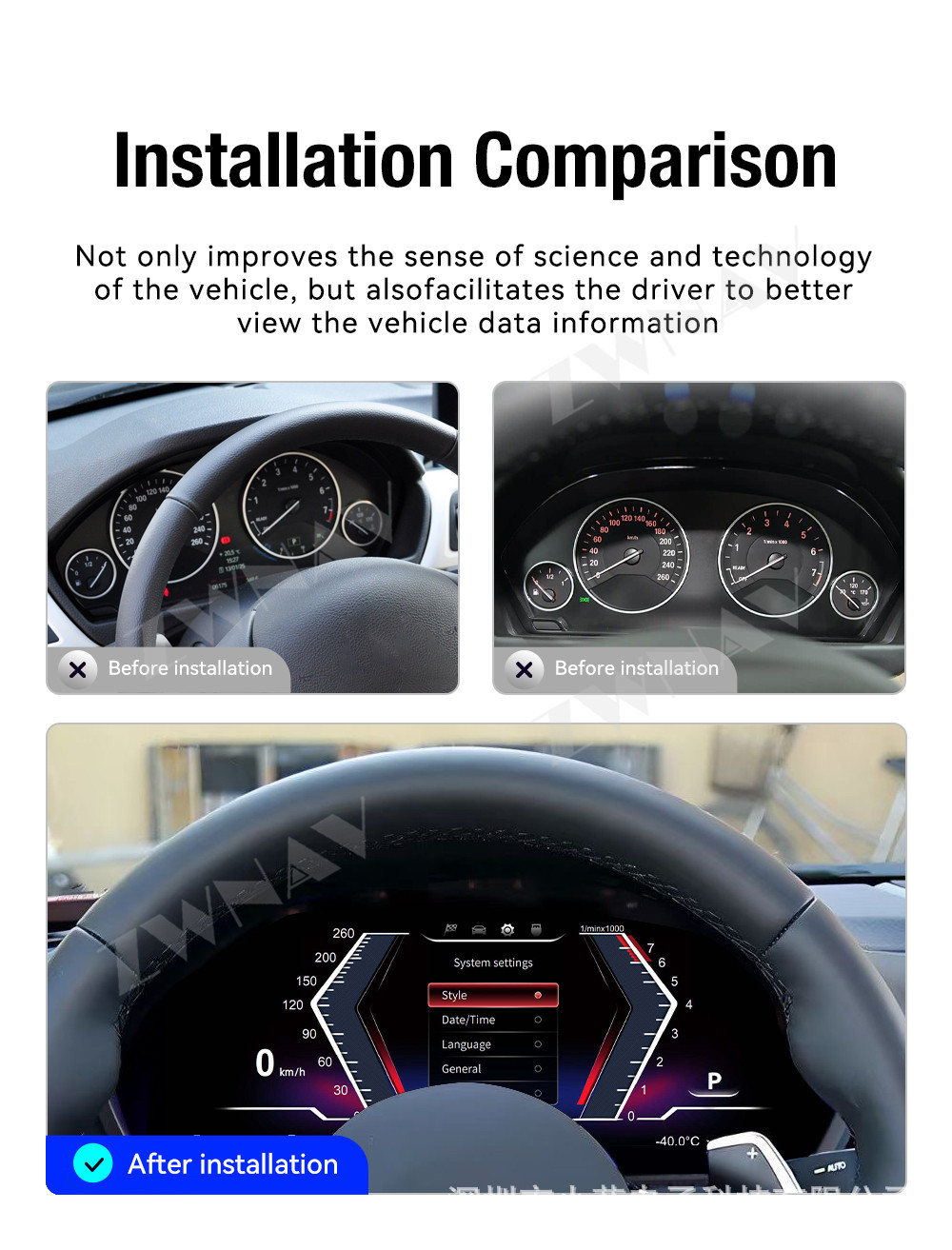Suitable for 2013-2020 BMW 3 Series upgraded full LCD instrument cluster, car odometer, multi-function instrument
