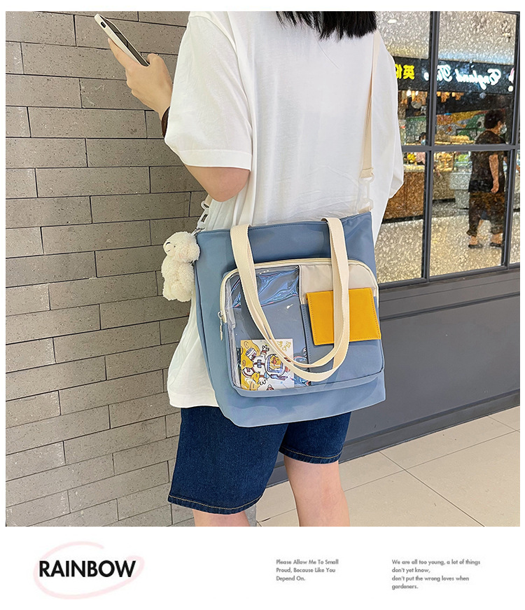 Korean style campus style shoulder bag, literary and versatile, casual student crossbody bag, cartoon cute transparent shoulder bag_voghion.com