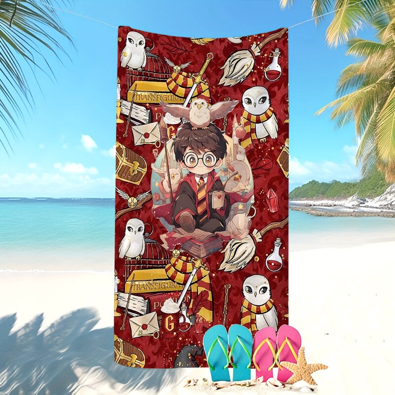 Temu Cross-Border Hot-Selling Hogwarts School of Witchcraft and Wizardry Printed Beach Towel Harry Potter Children's Bath Towel