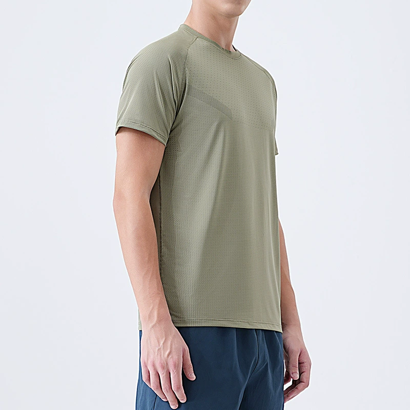 Футболка из ледяного шелка, летняя, с короткими рукавами, тонкая, быстросохнущая, спортивная, для бега, фитнеса, мужская повседневная футболка с круглым вырезом, мужская летняя футболка