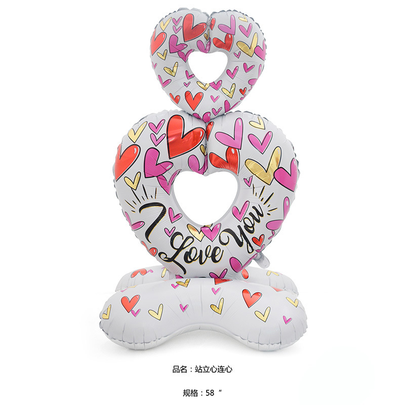 Día de San Valentín globo base 4D de pie amor globo oso Tema de dibujos animados diseño Gran Pollo corazón columna globo