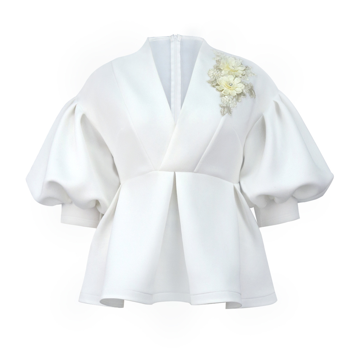 Women's T-shirts Lantern Sleeve Elegant Embroidered Top For Women_voghion.com