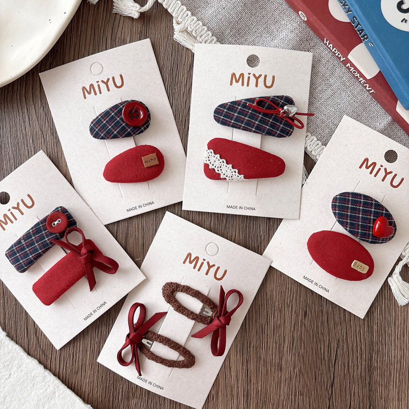 Autumn and Winter New Versatile Navy Plaid Preppy Style Girl Bangs Bb Clip Hairpin Fabric Bow Hairpin Hair Accessories Autumn and Winter New Versatile Navy Plaid Preppy Style Girl Bangs Bb Clip Hairpin Fabric Bow Hairpin Hair Accessories