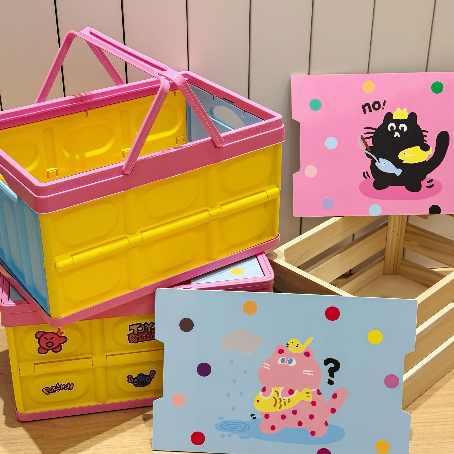 Cartoon Foldable Storage Box Outdoor Camping Portable Storage Box Car Household Living Room Toy Sundries Arrangement
