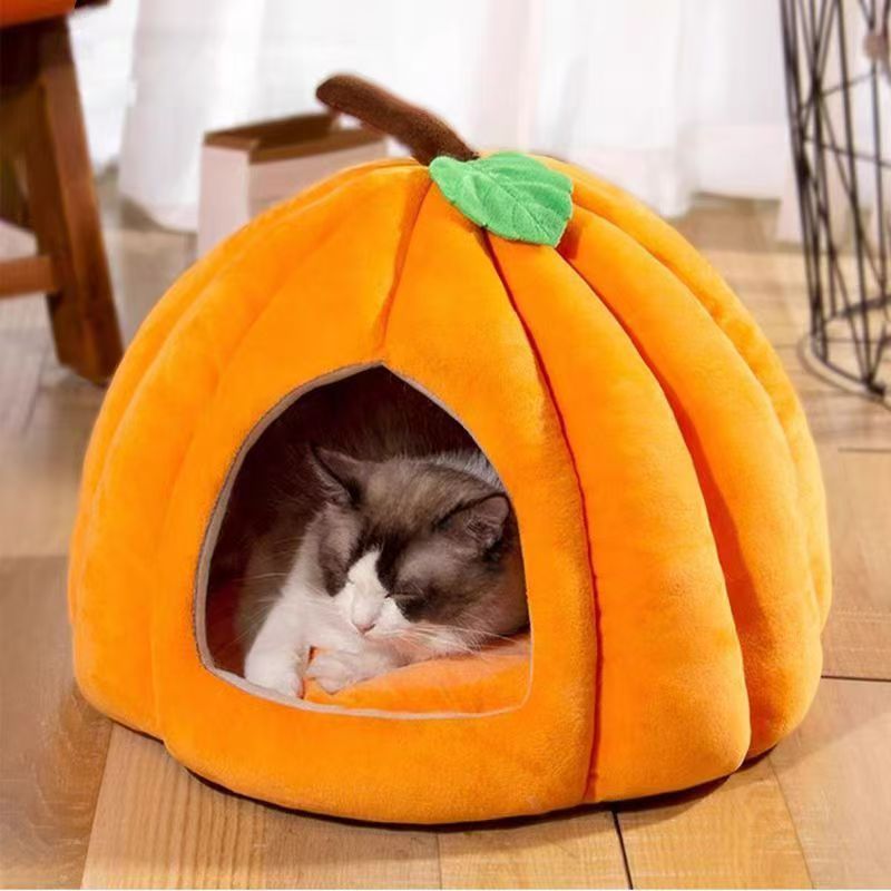 冬季保暖防寒南瓜睡窝垫加绒加厚靠背宠物窝幼犬幼猫温馨四季通用