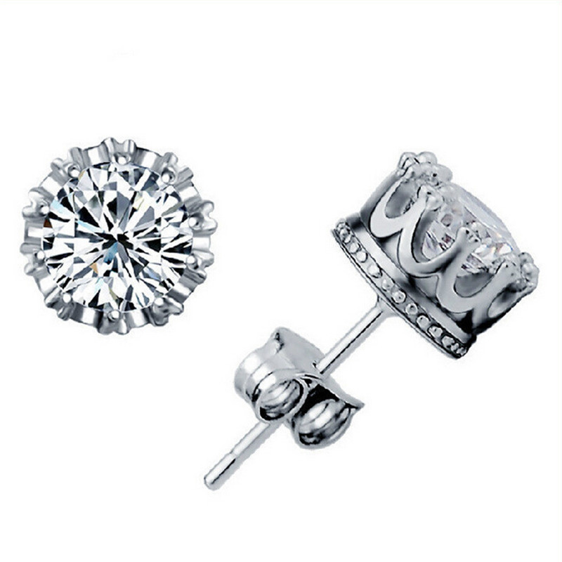 Moda coreana moda con incrustaciones de circón corona pendientes simple personalidad tridimensional todo-fósforo pendientes unisex joyería