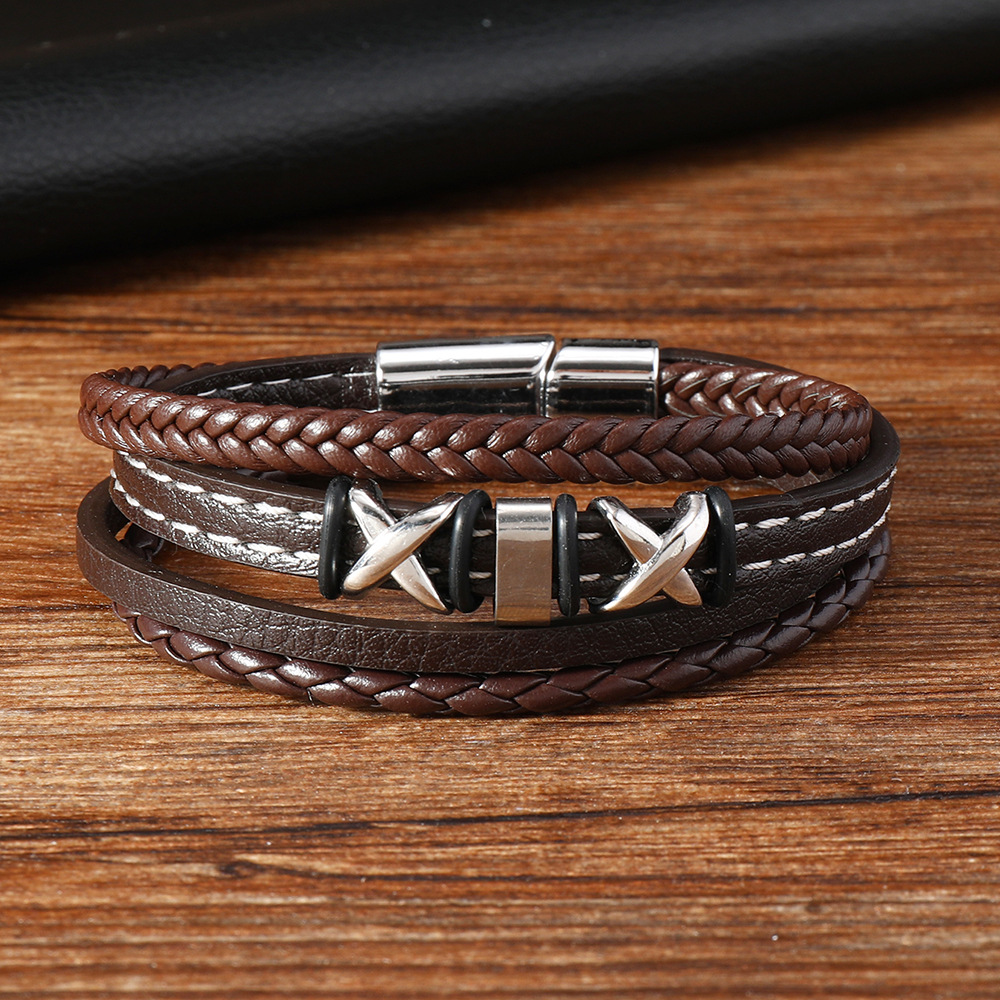22g Weight Bangle Classification Leather Chain Material 1 Piece Quantity Daily Occasion 304 Stainless Steel, Pu Leather Material Solid Color Pattern All Seasons Season Men's Gender Classic Style Style Classic Style Solid Color 304 Stainless Steel Pu Leather Men's Bangle Men Cord & Leather Bracelets 2