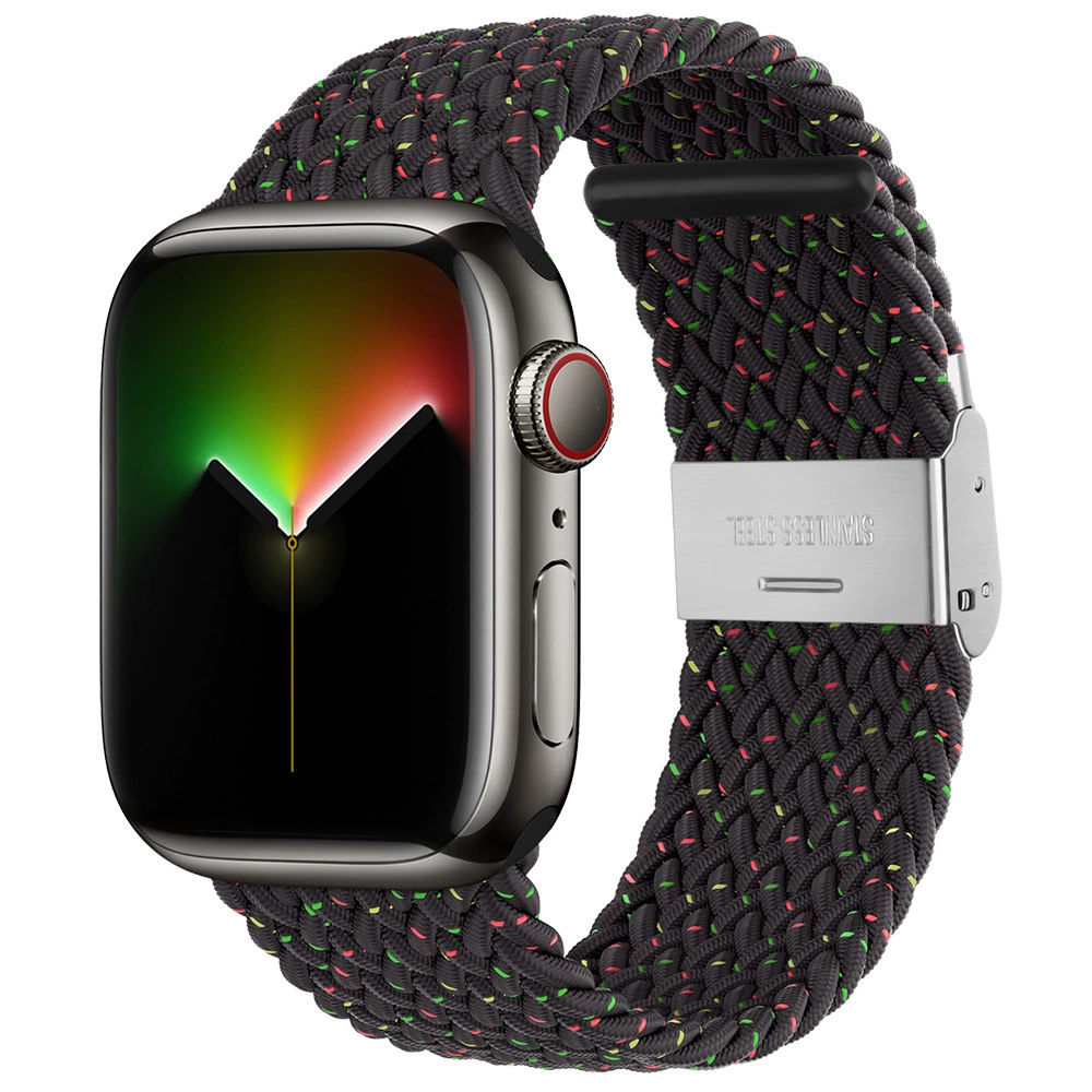 Совместимо с Apple Watch 5-6-7-8-9-10 поколения Snap-on нейлоновый плетёный ремешок iWatch S10 регулируемый браслет