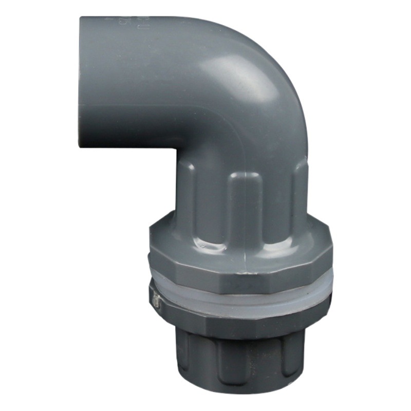 Pvc puro negro pecera tubería de agua superior e inferior codo suministro de agua junta extendida diente interior y exterior codo plástico antiderrames