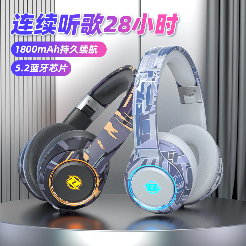 New national tide original graffiti headset Bluetooth headset private model electric competition high bass e-commerce cross-border factory direct sales