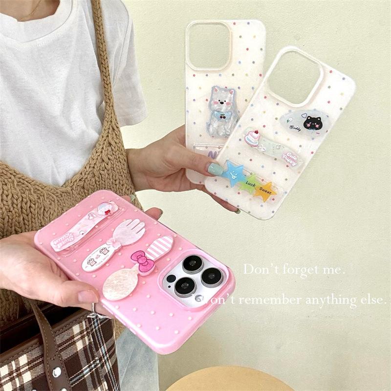 Punto de onda de color estilo ins tridimensional West Highland para iPhone14 funda para teléfono móvil 15ProMax Apple 13/12 hembra