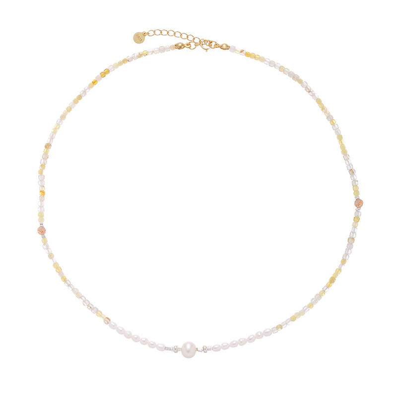 925 de plata japonesa y coreana simple moda nicho ins estilo Piedra Natural real perla roto collar de cuentas de plata para las mujeres