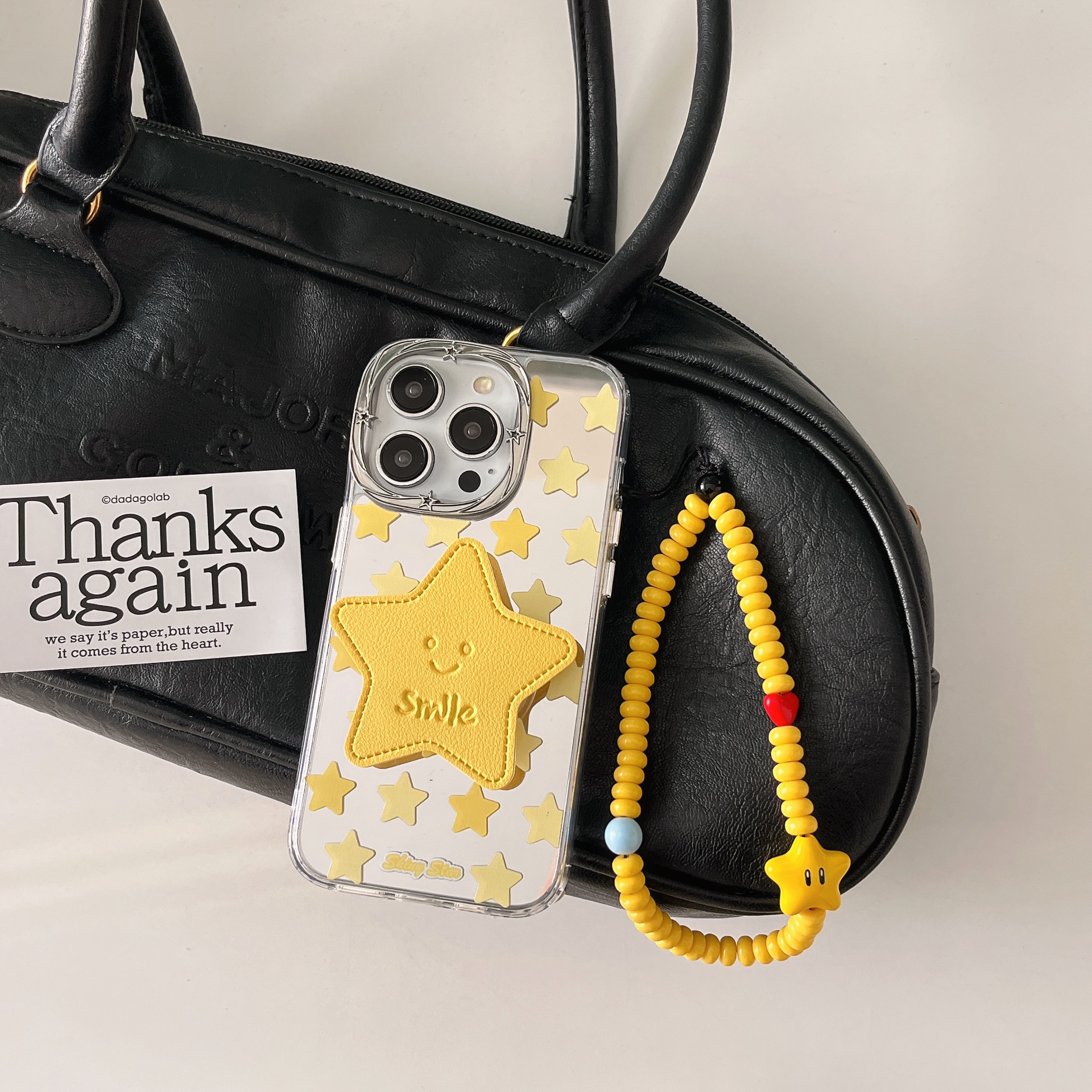 Espejo coreano estrella amarilla para Apple 16Pro funda para teléfono móvil 15ProMax nuevo 14/13 pareja 16PM