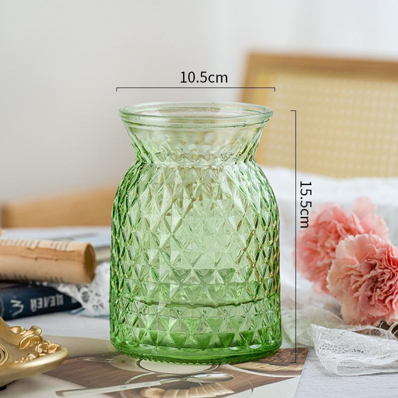 Vaso de vidrio retrógrado europeo en forma de jarro de doble oreja transparente hidropónico francés ramo de flores frescas secas adornos domésticos de gran calibre