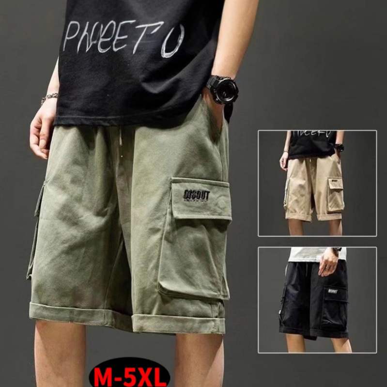 2025 Summer New Men's Multi-Pocket Cargo Shorts Trendy Ins Loose Straight Casual Sports Shorts