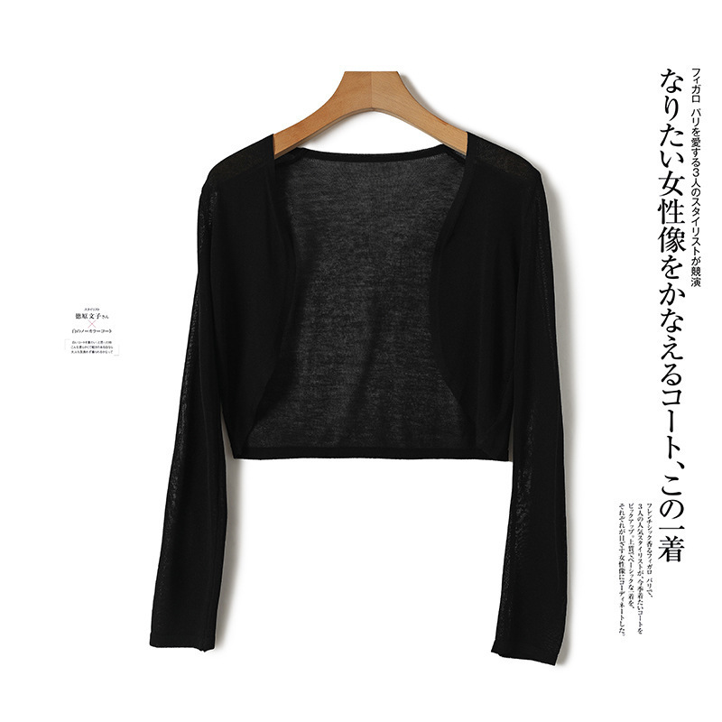 Cross-Border 2025 Sun Protection Cardigan Women's Summer Suspender Skirt Shawl Thin Short Small Waistcoat Ice Silk Knitted Large Size Outer Wear