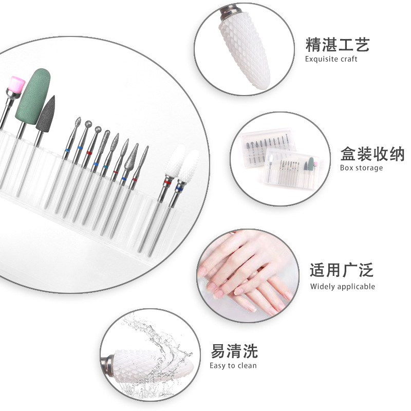 Venta directa de fábrica transfronteriza Cabeza de pulido de diamante de uñas Cabeza de pulido Manicura Exfoliante de piel Juego de herramientas de pulido de uñas
