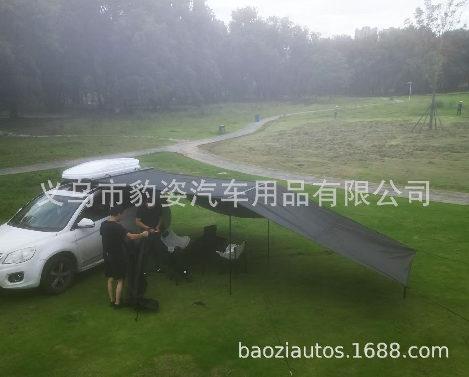500D Oxford Black Tarp Outdoor Car Roof Side Canopy Aluminum Alloy Car Side Tent Sun Protection Car Camping Sunshade