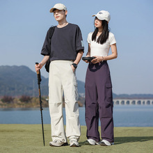 主推！2025情侣款夏季薄款山系户外运动休闲裤伞兵裤阔腿裤工装裤