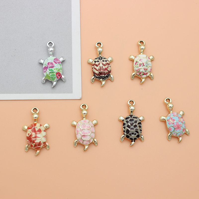 10 PCS/Package Quantity 10 PCS/Package 1.4*2.4cm Alloy Tortoise Cartoon Pendant DIY Jewelry Accessories Earrings Keychain
