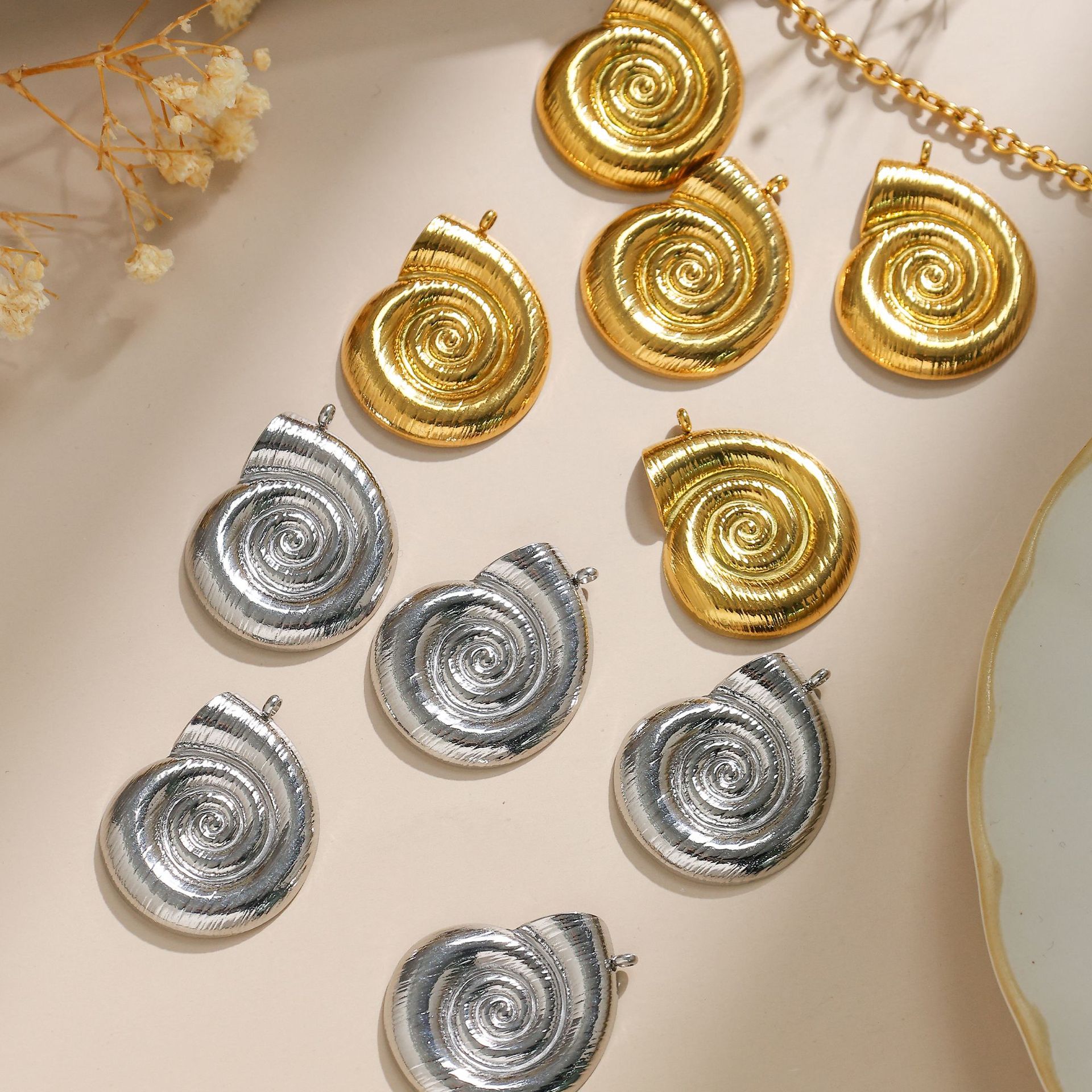 Pendant Jewelry Making Type 5 PCS/Package 304 Stainless Steel Solid Color Pendant