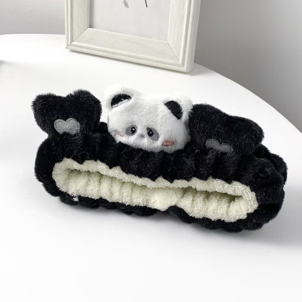 Otoño e invierno lindo oso lavado de cara con banda para el cabello, terciopelo de conejo de jade, banda para el cabello de dibujos animados tridimensional a juego, maquillaje, mascarilla facial, accesorios para el cabello