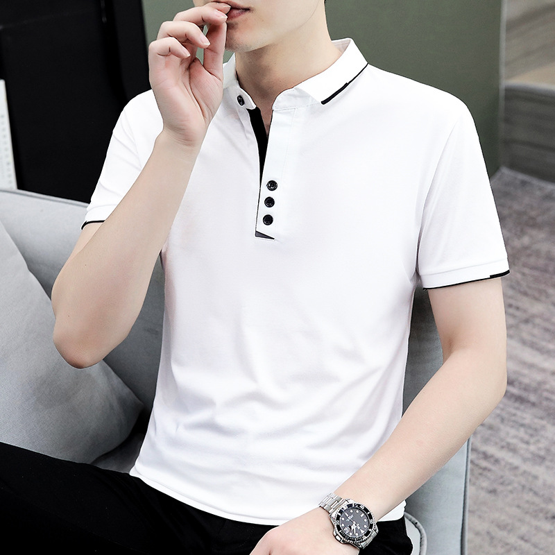 Camiseta de manga corta de verano para hombres 2024 nueva moda hombre polo camisa suelta de algodón de hielo vestido delgado hombre