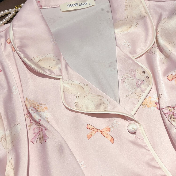 夏季新款真丝睡衣女甜美可爱卡通短袖短裤套装薄款家居服套装蚕丝|undefined