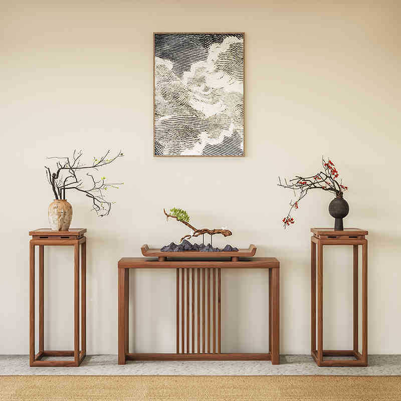 입구 테이블 + 조각된 꽃꽂이*2