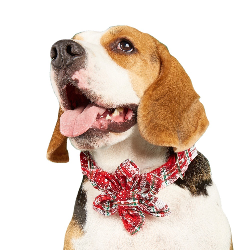 Tanpopo flores de sol de Navidad cuadrado rojo y negro para mascotas collar arco collar perro corbata