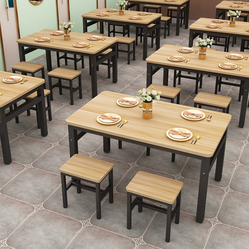 Dining Table and Chair Combination Commercial Hotel Staff Canteen Rectangular Breakfast Table Snack Bar Fast Food Special Table and Chairs