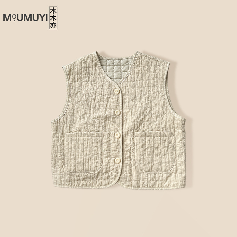 Children's quilted vest, 2025 winter new Korean style autumn and winter sleeveless vest, outerwear, thin jacket
