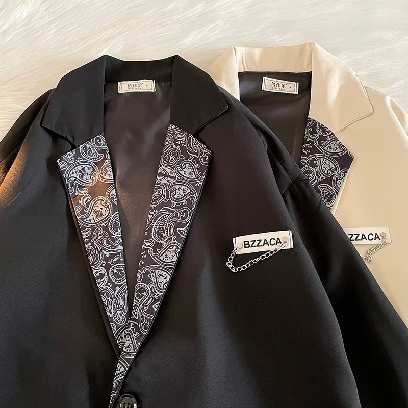Diablo flor de anacardo traje de costura chaqueta de hombre primavera y otoño ins tendencia suelta bf casual traje pequeño top
