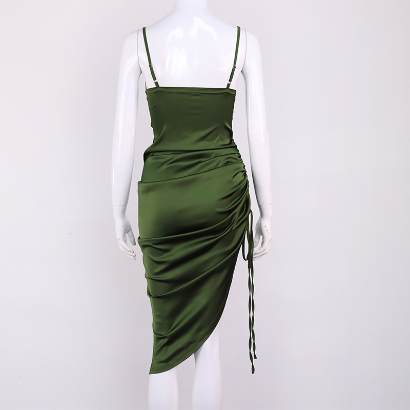 new fashion sexy backless lace-up slit pleated sling long skirt NSMI26094